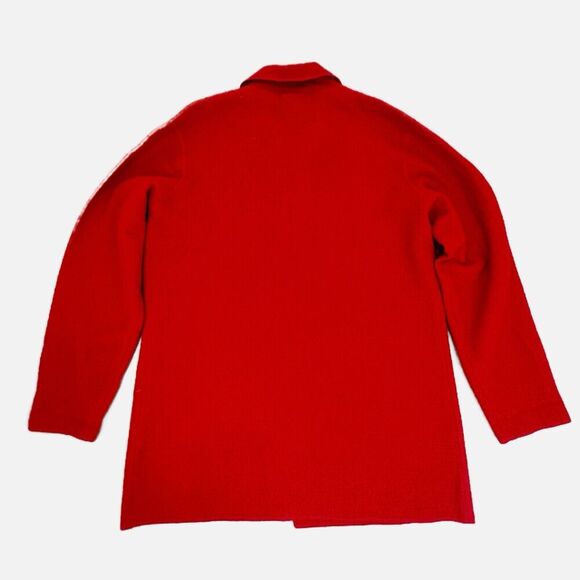 Talbots Red Boiled Wool Jacket Coat Sz Medium Lightweight 4 Button Pockets Scarf - Picture 5 of 16